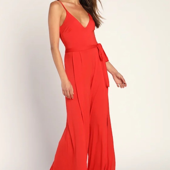 Lulus Just Breathe Red Jumpsuit - Size M - Picture 3 of 6